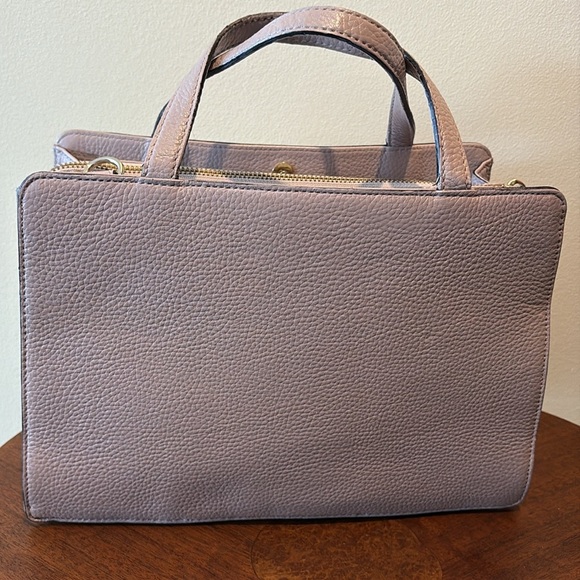 Kate Spade  Satchel  Crossbody bag pebbled leather  pinkish gray  bowfront  EUC - Picture 6 of 16